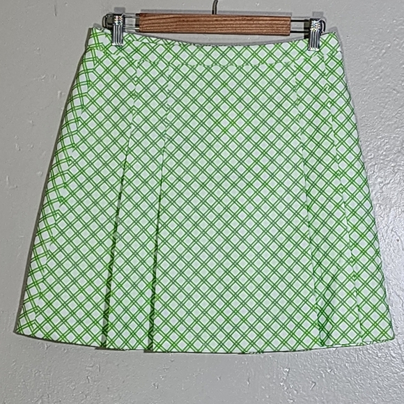 Tory Sport Tech Twill Green Checkered Women's Skirt - Picture 1 of 7